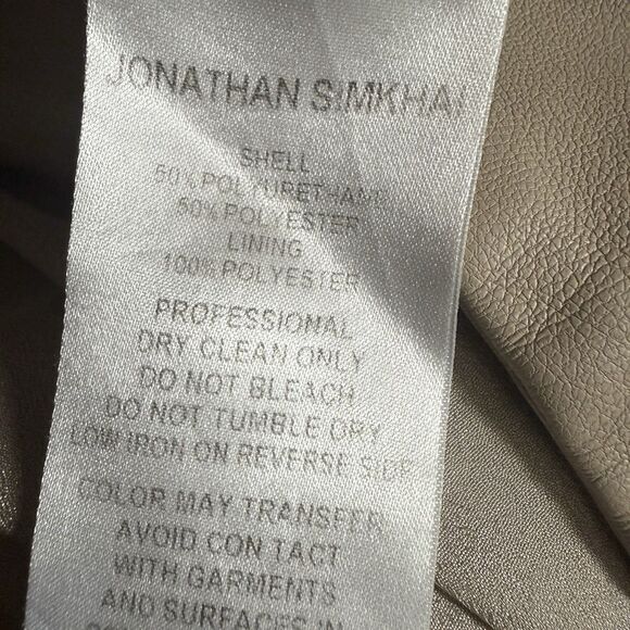 Jonathan Simkhai Tessa Vegan Leather Pants Womens 6 Tie Waist in Egret Khaki - Picture 15 of 16